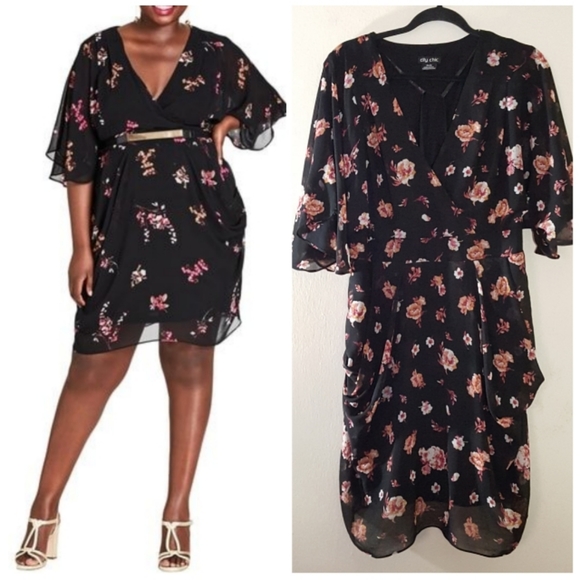 city chic black floral dress